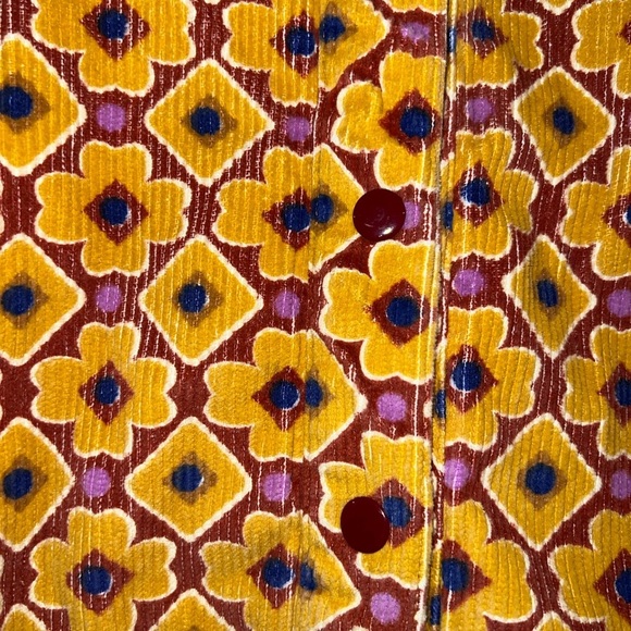 Urban Outfitters Neutral Floral Geometric Y2K Cropped Cotton Jacket Yellow M - Picture 3 of 8